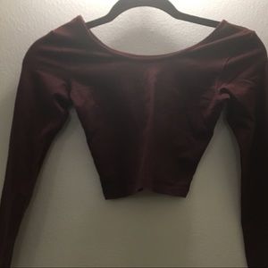 Burgundy Long Sleeve crop top